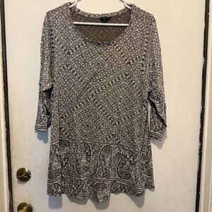 Lucky Brand Tunic Floral Relaxed T-Shirt Blouse Round Neck XL (111)